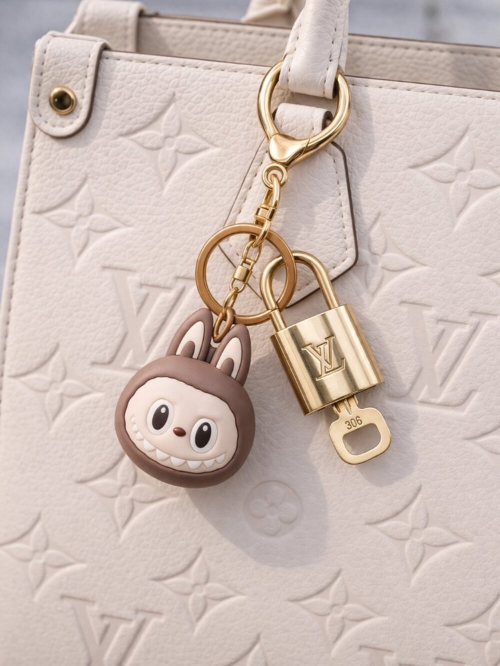 Louis Vuitton Authentic Gold Lock 🔒 Unbranded Labubu Keychain Charm for Bags